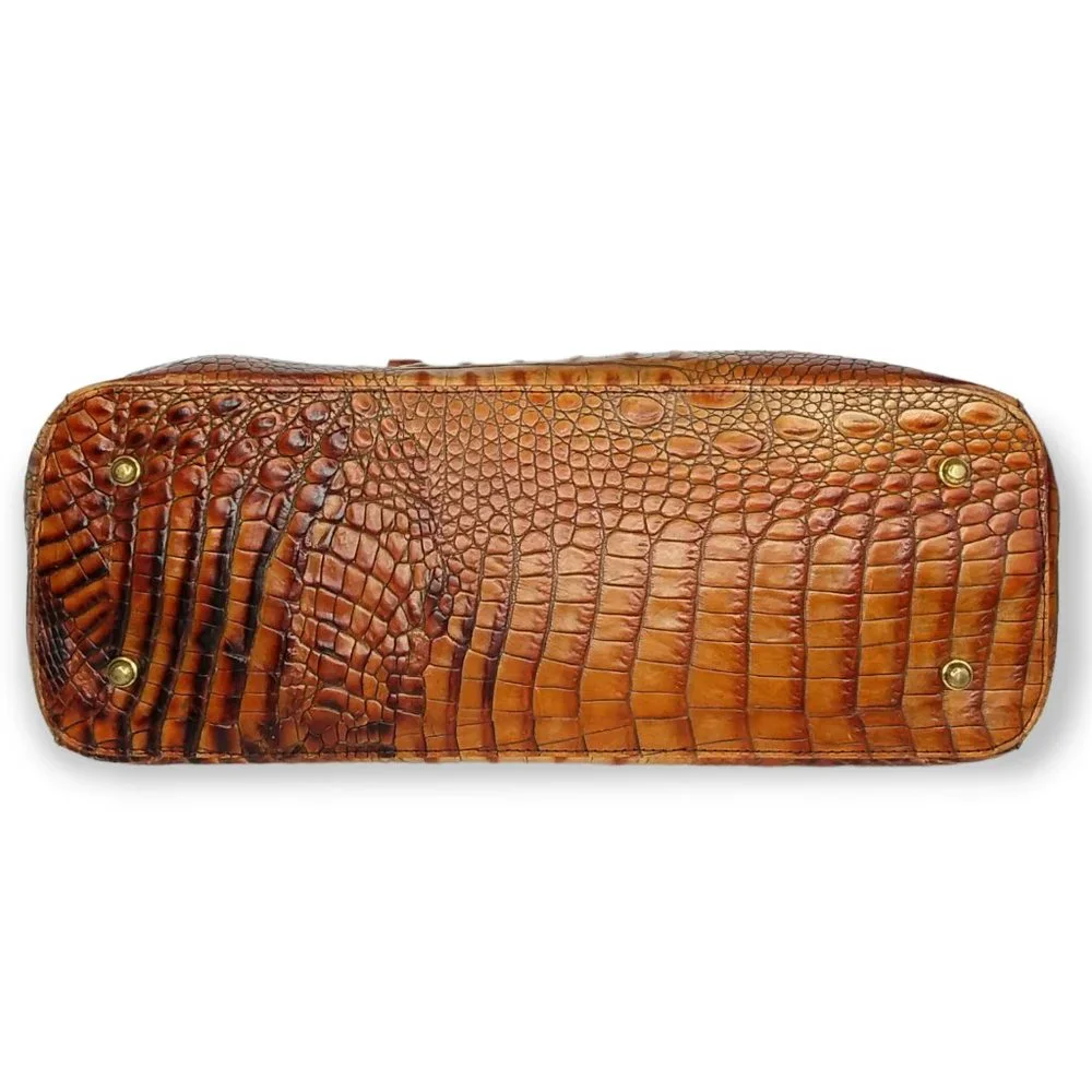 Vtg Brahmin Toasted Melbourne Stacy Crossbody Bag Croc Embossed Leather Brass - Picture 11 of 16